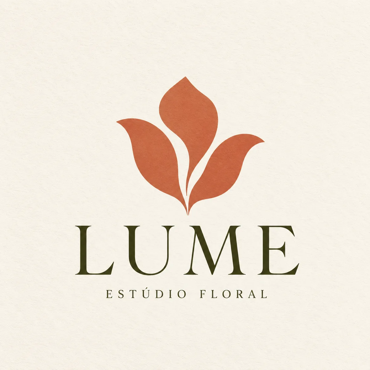 Logotipo Lume Estúdio Floral, com símbolo de flor.